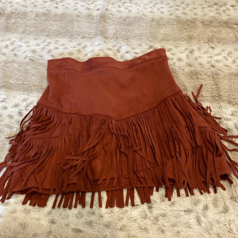 Altar’d State Fringe Skirt -Rust color Size L